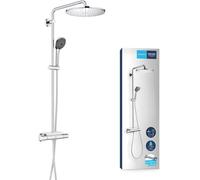 ChenQuanSarl-Colonne De Douche Avec Mitigeur Thermostatique Vitalio System 310, Tablette Incluse, Tête De Douche 310Mm, Barre Orientable, Douchette Vitalio Joy 310 3 Jets, Chromé, 26401001 (Import Al