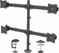 ChenQuanSarl-Com Support D'Écran Quadruple - Support Sur Mât Articulé/Réglable En Hauteur Pour Écran Vesa 4 2X2 Jusqu'À 27"(8Kg) - Inclinaiso ivotement/Rotation D'Écran Lcd/Led - Pince/Anneau (Armqua