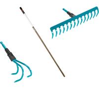 ChenQuanSarl-Combisystem Kit D'Entretien Du Sol Comprenant Râteau, Râteau Et Manche En Bois De 130 Cm, Pour Le Traitement Du Sol Et L'Élimination Des Mauva s Herbes (17355-60)