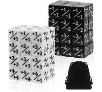 ChenQuanSarl-Compteurs De Dés Dés De Fidélité Cube, 48 Pièces Token Dice D6 Avec Sacs De Rangement Compatible With Mtg, Ccg, Accessoires De Jeu De Cartes(12X Blanc + 1 / + 1 + 12X Noir -1 / -1, 2 Cou