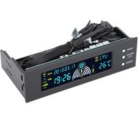 ChenQuanSarl-Contrôleur De Vitesse De Ventilateur D'Ordinateur, Contrôle Jusqu'À 3 Ensembles De Ventilateurs Pc, Panneau Avant Lcd De Contrôle De Température Cpu/Hdd/Sys Pour Baie De Lecteur 5,25 Pou