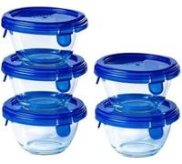 ChenQuanSarl-Cook & Go - Lot De 5 Lunchbox Rondes - 0,2L - Verre Borosilicate - Compatible Four, Micro-Ondes, Lave-Vaisselle - Made In France