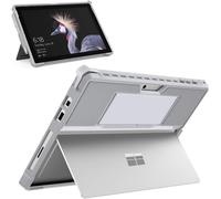 ChenQuanSarl-Coque Compatible Avec Microsoft Surface Pro 7/Pro 6/Pro 5/Pro 2017/Pro 4/Pro Lte,Étui De Protection Robuste Tout-En-Un Avec Porte-Stylo,Bracelet,Compatible Avec Clavier Qwerty-Gris Argent