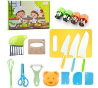ChenQuanSarl-Couteaux De Cuisine Pour Enfants-17 Pièces, Ustensiles De Cuisine Montessori Set De Couteaux Pour Enfants, Kit Couteaux De Sécurité Pour Couper Fruits Ou Légumes, Couteau Enfant 3 Ans