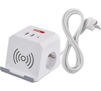 ChenQuanSarl-Cube Multipr Avec Station De Charge Usb Et Qi, 2 Pr s Schuko, 2 Ports Usb-A, 1 Port Usb-C, 1 Station De Charge Qi Avec Support Pour Téléphone Portable, Câble De 2 M, Protection Renforcée