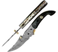 Chenquansarl-Damas Couteau Excellence Persiana ¿ Black Water Buffalo Bone Handle. 4004 Bolsters En Laiton Massif .59-62hrc Rockwell Scale