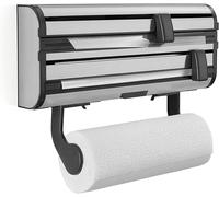 Chenquansarl-Dérouleur Mural Parat , Porte Sopalin Pour 3 Rouleaux, Support De Rangement Cuisine En Acier Inoxydable Avec Lames Tranchantes, Dévidoir Mural Porte Essuie Tout, Aluminium Et Film