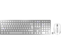 ChenQuanSarl-Dw 9100 Slim, Ensemble Clavier Et Souris Sans Fil, Layout Français (Azerty), Connexion Bluetooth Et Radio, Touches Silencieuses, Rechargeable, Blanc-Argent