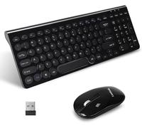 ChenQuanSarl-Ensemble Clavier Et Souris Sans Fil, Clavier D'Ordinateur Ergonomique Usb Et Souris Sans Fil Silencieuse, Ordinateur De Bureau/Mac Os,Noir