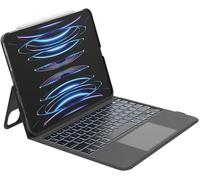 Chenquansarl-Everyday Étui Clavier Pour Ipad Avec Support,Rétroéclairé,Touches Tactiles Multipoints,Étui En Similicuir,Compartiment Pour Apple Pencil,Clavier Sans Fil Azerty Pour Ipad Air 10,9""Et 11