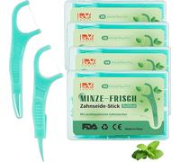 Chenquansarl-Fil Dentaire 200 Pcs Fil Dentaire Avec Cure-Dents Plastique Porte Fil Dentaire Avec Manche À La Menthe Dental Floss Picks Fils Interdentaires