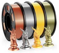 ChenQuanSarl-Filament Pla Soie Pour Imprimante 3D Pack, Filaments Pla 1.75Mm, Filament Pour Imprimantes 3D Fdm, Soie-Or/Rouge Bronze/Bronze/Argent, 200G X 4 Bobines, Total 800G