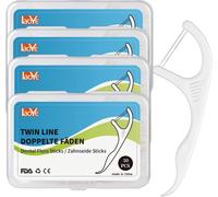 Chenquansarl-Fils Dentaires Double Fils 200 Pcs Porte Fil Dentaire Avec Manche Cure Dents Plastique Lot De 4 Boîte Dental Floss Picks Fils Interdentaires