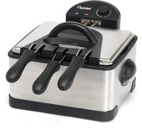 ChenQuanSarl-Friteuse Familiale Avec Zone Froide, 3 Paniers, 4 Litres, Capacité De 1,5 Kg/2X750 G De Friture, Fenêtre De Visualisation, 2000 W, Acier Inoxydable, Argenté