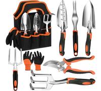 ChenQuanSarl-Garden Tools - Lot De 8 Outils De Jardinage - En Alliage D'Aluminium Léger - Anti-Rouille - Avec Sac De Rangement Durable - Poignée Ergonomique Antidérapante - Cadeau De Jardin Idéal Pou