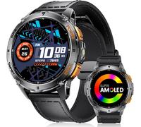 Chenquansarl-Gps Intégré Montre Connectée Homme, 1,43 Pouces Amoled Smartwatch Avec Lampe Torche Led Pour Android & Ios, Étanchéité 5atm, 300+ Cadran, Boussole/Altimètre, 170+ Sports, Noir