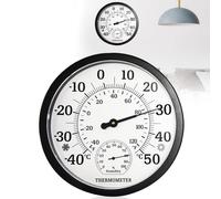 ChenQuanSarl-Grand Thermomètre 2 En 1 Pour L'Intérieur Et L'Extérieur - Analogique - 25,4 Cm - Avec Hygromètre - Facile À Lire - Thermomètre Intérieur Et Extérieur Pour Jardin, Chambre À Coucher