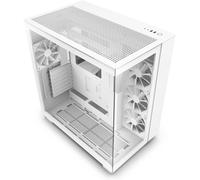 ChenQuanSarl-H9 Flow Blanc - Cm-H91Fw-01 - Boîtier Gaming Moyen-Tour Atx Double Chambre - Panneaux Avant Supérieur Perforé Et Latéral En Verre Trempé Pour Airflow Élevé - Compatible Radiateur 360 Mm