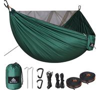Chenquansarl-Hamac De Camping Avec Moustiquaire Capacité De Charge De 300kg, (290 X 140 Cm) Nylon Parachute Respirant, Séchage Rapide Accessoires Complets Hamac De Voyage Facile À Installer