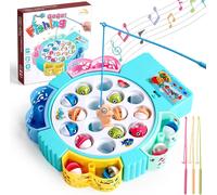 ChenQuanSarl-Hcheng Jeu De Pêche Jeux De Société Musical Magnétique Poisson Jouets Avec 4 Cannes À Pêche Pour Les Enfants 3 4 5 Ans (Couleur Aléatoire)