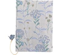 Chenquansarl-Housse De Livre A5 - Motif Fleurs - Réglable - Avec Pompon - Bleu Ciel - Pour Couverture Rigide, Livre De Poche, Journal Intime