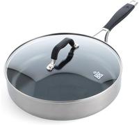 ChenQuanSarl-IntelligenceSauteuseDe28Cm36LEnAcierInoxydableAvecRevtementAntiadhsifEnCramiqueSansPfasInductionPoigneResterFroidVaAuLaveVaisselleVaAuFourArgentNoir