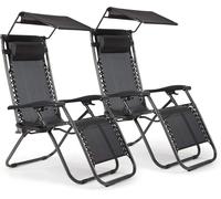 ChenQuanSarl-Intimate Wm Heart Cha Longue Jardin, Transat ¿Jardin Exterieur Avec Pare Soleil, Lot 2 Cha Longue Pliante Avec Appuis-Tête, Porte-Gobelet, Fauteuil Relax Jardin Plein Air, Noir