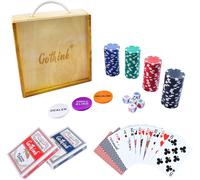 Chenquansarl-Jeu De Démarrage De Jetons De Poker Classique Avec 100 Jetons De Poker Professionnels, 2 Jeux De Cartes, 5 Dés Et 3 Boutons, Ensemble De Poker Adapté Pour Le Texas Hold'em Blackjack Gamb