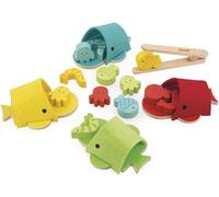 ChenQuanSarl-Jeu De Tri Des Couleurs Baleine - Jouet D'Eveil En Bois - 17 Eléments Inclus - Jeu Educatif Motricité Fine - Certifié Fsc - Peinture À L'Eau - Dès 2 Ans, J08276