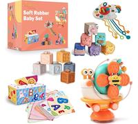 ChenQuanSarl-Jeux Be¿Be¿ 6 Mois E¿Veil, Jouet Be¿Be¿ 6 Mois - Blocs A¿ Empiler, Animaux A¿ Encastrer, Boi¿Te A¿ Mouchoirs Alphabet, Fuse¿E Sensorielle Et Balle Popper - Jeux Montessori 6 A¿ 12 Mois