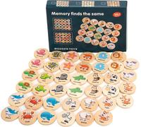 ChenQuanSarl-Jeux De Paires Et De Mémoire En Bois, Jeu De Mémoire Assorti, Cadeau Puzzle Précoce Assorti Cognitifs Pour Enfants 3 À 6 Ansl, Animaux De La Forêt Et Créatures Marines