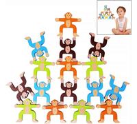 ChenQuanSarl-Jeux D'Empilage En Bois Singes Interlock Jouets Blocs D'Équilibrage Jeux Toddler Jouets Éducatifs Pour Enfants Bébés