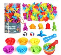 ChenQuanSarl-Jeux Montessori 2 3 4 5 Ans,48 Pièces Jouet Pour Comptage Et Tri Avec Bol Et Pince À Épiler Assortis,Dinosaure Compter Les Jouets Mathématiques,Jeu Montessori