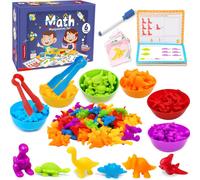 ChenQuanSarl-Jeux Montessori 2 3 4 5 Ans,Dinosaures Jouet Comptage Et Tri Jeu Educatif Motricité Fine Apprendre Les Couleurs Compter Jouet Educatif Pour Enfants Garcon Fille Cadeau