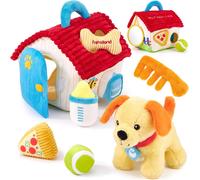 ChenQuanSarl-Jouet Bebe 6-12 Mois ¿ Jouets Sensoriels En Peluche Chien Ensemble ¿ Montessori Chien Jouet Enfant Avec Hochet, Froissement, Miroir Et Trieur De Formes ¿ Cadeau Pour Jeux Eveil Bebe 1 2