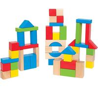 ChenQuanSarl-Jouet En Bois Construction Enfant 12 Mois Et Plus - Blocs De Construction En Érable Multicolore 50 Pièces - Fille Et Garçon - Baril De Formes Géométriques - Peinture Non Toxique