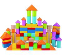 ChenQuanSarl-Jouet En Bois Construction Enfant 12 Mois Et Plus - Blocs De Construction Multicolore - Jouet Éveil Fille Et Garçon - Baril Formes Géométriques À Bouts Ronds & Peinture Non Toxique - Dès