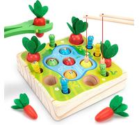 ChenQuanSarl-Jouet Montessori En Bois, Jeu De Peche Récolte De Carottes Jeu De Ferme Enfant Jeux Educatif Reconnaissance Des Couleur Et Des Formes Jeu De Tri Pour Fille Garçon 3 4 5 6 Ans