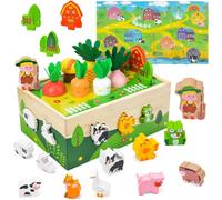 ChenQuanSarl-Jouet Montessori Enfants 2 3 4 Ans, Jeu De Ferme Récolte De Carottes Jouet En Bois, Cubes À Emboîter Tri & Empilage Jouets, Jouets Éducatif Montessori Puzzle En Bois, Jouet De Motricité