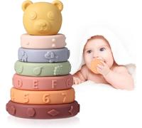 ChenQuanSarl-Jouet Tour Souple Empilable Bebe 6 Mois Sensoriel Eveil, Montessori Souple Jouet Dentition Bébé Bain Bébé Jouets D'Éveil, Jeux Educatif Garçon Fille