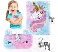 Chenquansarl-Journal Intime Fille Avec Cadenas, Carnet Secret Pour Fille En Peluche, Cahier A5 Et Une Licorne Trousse À Crayons, Agenda Secret Pour Fille Avec Cadenas, Cadeau De Noël Licorne Fille 3-