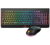 ChenQuanSarl-Kabala - Kit Clavier Sans Fil À Membrane Rétro-Éclairée Arc-En-Ciel, 6 Touches Anti-Éblouissement, Souris Optique Sans Fil 6 Niveaux Dpi 800-4800 À La Volée, Disposition Espagnole, Noir