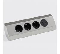 ChenQuanSarl-Kalb - Multipr D'Angle En Acier Inoxydable - Multipr Triangulaire - Pour Équiper - 3 Pr s 230 V Ca - 1 Pr Avec Chargeur Usb 15,5 W - Type A+C - Fiche De Contact De Protection Ue