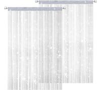 ChenQuanSarl-Kit De 2 Pièces Rideau De Porte, 100 X 200 Cm À Cordes, Décoratif À Ficelles Pour Div r Pièce, Mariage, Noël, Chambre, Jardin (Blanc)