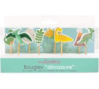 Chenquansarl-Kit De 8 Bougies Dinosaures - Décoration Bois Paraffine Gâteau - Accessoire Dino Anniversaire Fête Enfant Cupcake Pâtisserie Cake Design - 5034