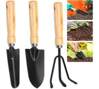 ChenQuanSarl-Kit D'Outils De Jardin, 3 Pièces Outils De Jardinage Petite Pelle De Jardin, Râteaux Et Spade Noir Ensemble Outils Jardinage Garden Tool Set Pour Bonsaï, Fleurs En Pot