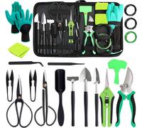 ChenQuanSarl-Kit D'Outils De Jardinage Pour Bonsaï, 25 Pièces En Acier Au Carbone Pour Intérieur Et Extérieur, Sac D'Entretien Pour Arbre Avec Fil À Bonsaï, C aux, Pelle, Coupe-Feuilles Pour Débutant
