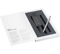 Chenquansarl-Lot Composé De 1 Stylo À Bille Et Crayon St Twin Pen 645 En Acier Inoxydable Argenté Et 1 Étui En Cuir Véritable Noir Pour Deux Stylos