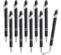 Chenquansarl-Lot De 10 Stylos 2 En 1 Stylos À Bille Stylo Rétractable En Métal Stylos,Pour Mariage Maîtresse Évènement Merci Anniversaire Collegue,Noir