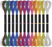 Chenquansarl-Lot De 12 Écheveaux De Fils À Broder Métalliques Multicolores À Paillettes ¿ Fil À Broder, Fil De Point De Croix, Fil En Polyester Satiné Et Soie Pour Projets D'artisanat Et Bracelets D